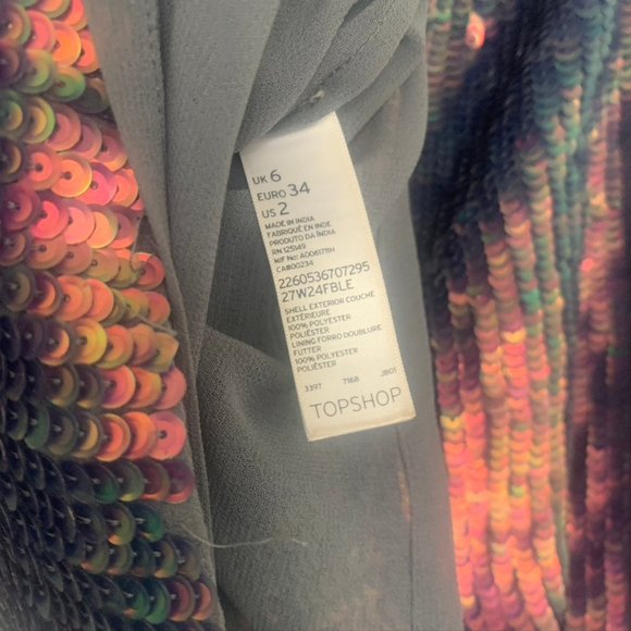 TOPSHOP Sequin Reflective Mini Skirt - Size 2 - Picture 6 of 6